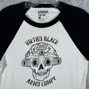 Viktos T Shirt Mens Small White 3/4 Black Sleeve Viktos Black Arms Compy Night